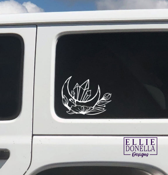 Floral Moon and Crystal Decal