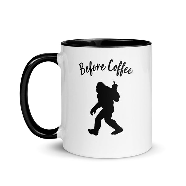 Bigfoot Before Coffee After Coffee Collectable Coffee Mug with Color Inside