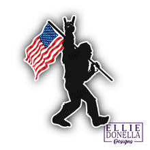 Load image into Gallery viewer, Bigfoot Rock on America in color ⚡Weatherproof⚡ Sticker