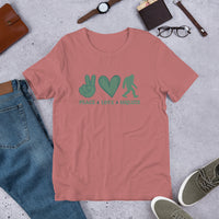 Peace Love Sasquatch Unisex t-shirt
