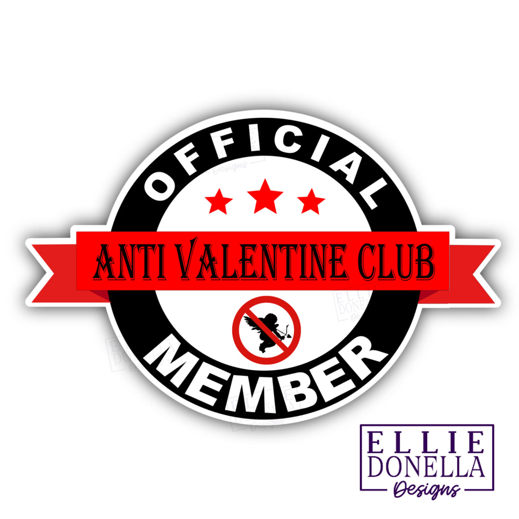 Round Official Member Anti Valentine Club  3-inch Sticker
