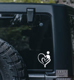 Semicolon Heart Decal in support of mental health, suicide, self-injury, and addiction awareness