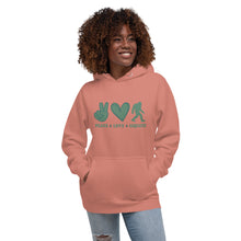 Load image into Gallery viewer, Peace Love Bigfoot Hoodie - unisex
