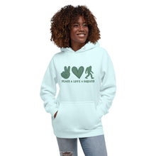 Load image into Gallery viewer, Peace Love Bigfoot Hoodie - unisex
