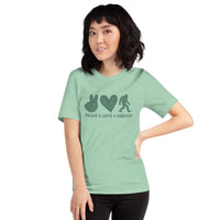 Peace Love Bigfoot T-shirt -unisex