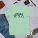 Peace Love Bigfoot T-shirt -unisex